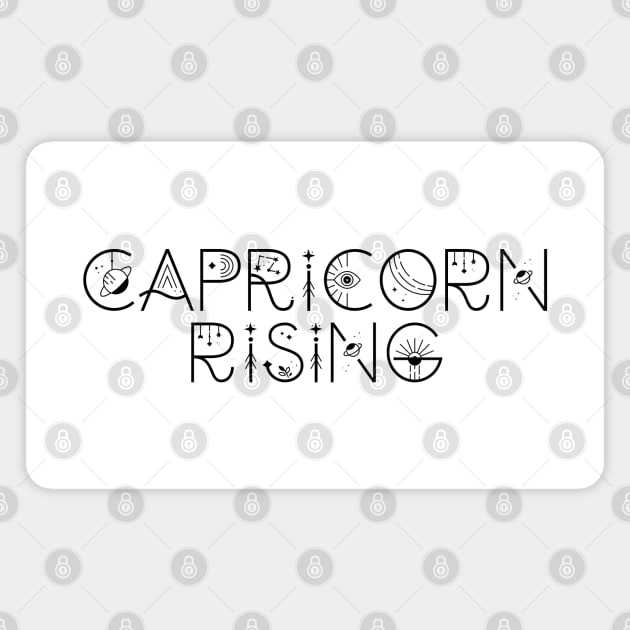 Capricorn rising sign celestial typography Magnet by lilacleopardco